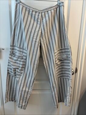 Tulip Gray & White Striped Cargo Pants